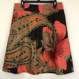 Ann Taylor- Coral and Brown Skirt